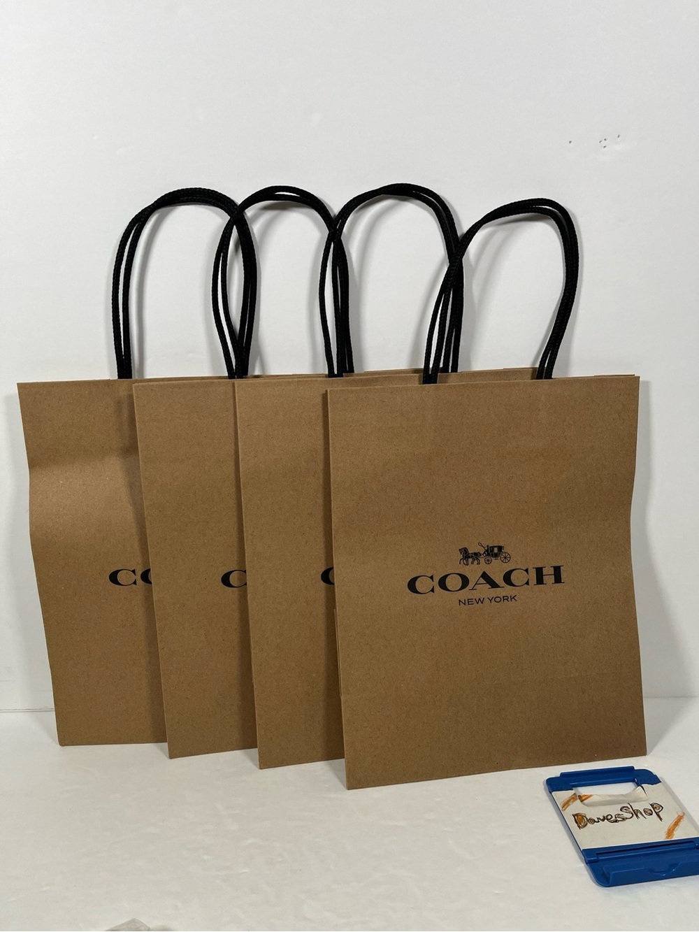 New 4-Pack Coach Paper Shopping Bags Small Size Brown Paper Gift Bag